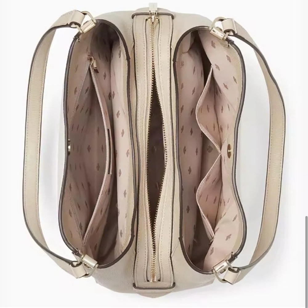NWT Kate Spade Leila Medium Triple Compartment Shoulder Bag, Warm Sand and Beige - Picture 5 of 8